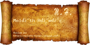 Meláth Hümér névjegykártya